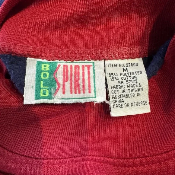 90s Bold Spirit Color Block Holiday Sweatshirt Boxy Cut Retro Size Medium - Picture 5 of 6